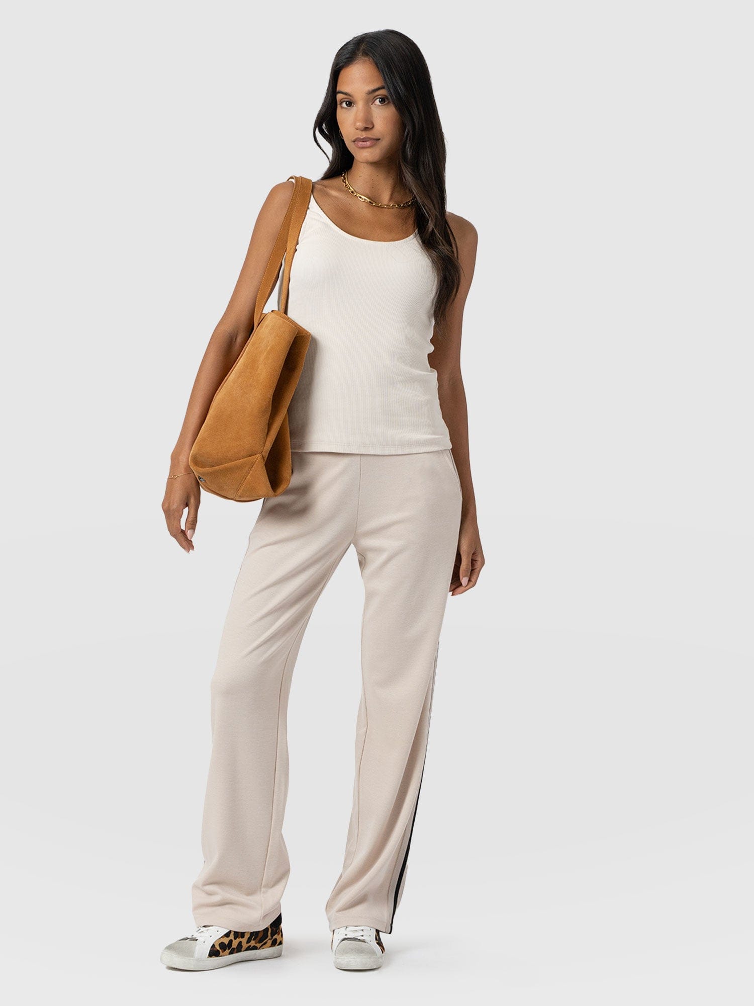 Runway Pant - Light Beige - Black/Cream Stripe - Women's Pants | Saint + Sofia® US